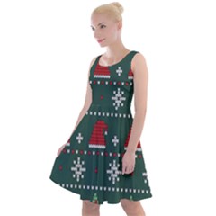 Beautiful Knitted Christmas Pattern Knee Length Skater Dress by Semog4