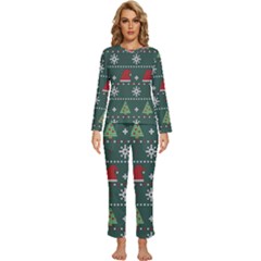 Beautiful Knitted Christmas Pattern Womens  Long Sleeve Lightweight Pajamas Set by Semog4