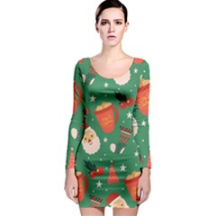 Colorful Funny Christmas Pattern Long Sleeve Bodycon Dress by Semog4