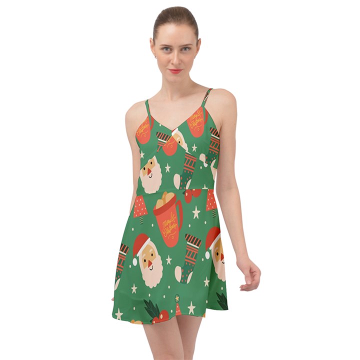 Colorful Funny Christmas Pattern Summer Time Chiffon Dress