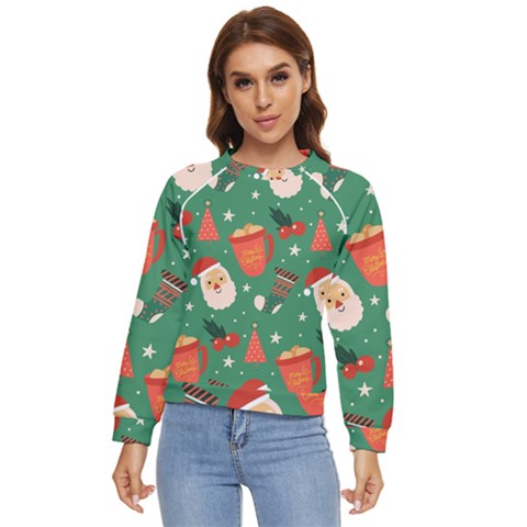 Colorful Funny Christmas Pattern Women s Long Sleeve Raglan Tee by Semog4