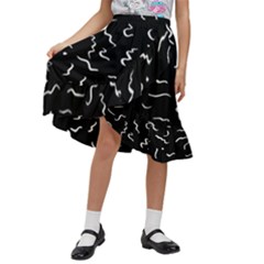 Scribbles Lines Drawing Picture Kids  Ruffle Flared Wrap Midi Skirt by Semog4