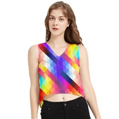 Abstract Background Colorful Pattern V-neck Cropped Tank Top by Semog4