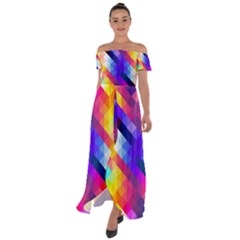 Abstract Background Colorful Pattern Off Shoulder Open Front Chiffon Dress by Semog4