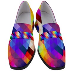 Abstract Background Colorful Pattern Women s Chunky Heel Loafers by Semog4