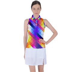 Abstract Background Colorful Pattern Women s Sleeveless Polo Tee by Semog4