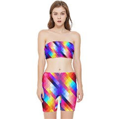 Abstract Background Colorful Pattern Stretch Shorts And Tube Top Set by Semog4