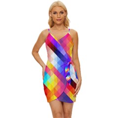 Abstract Background Colorful Pattern Wrap Tie Front Dress