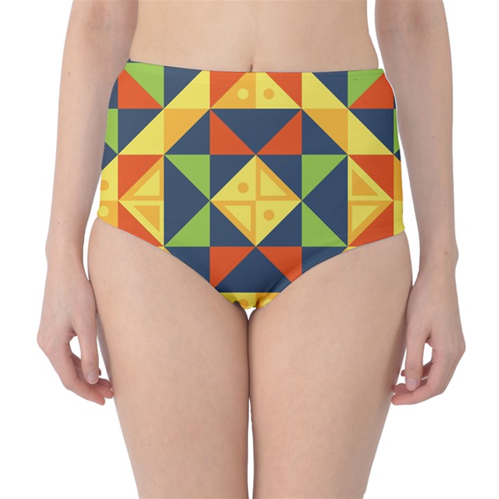 Background Geometric Color Classic High-Waist Bikini Bottoms