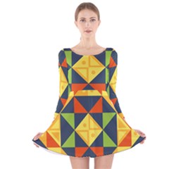 Background Geometric Color Long Sleeve Velvet Skater Dress by Semog4