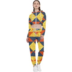 Background Geometric Color Cropped Zip Up Lounge Set by Semog4