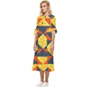 Background Geometric Color Bow Sleeve Chiffon Midi Dress View2