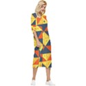 Background Geometric Color Bow Sleeve Chiffon Midi Dress View3