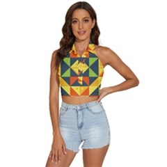 Background Geometric Color Backless Halter Cami Shirt by Semog4