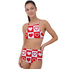 Background Card Checker Chequered High Waist Tankini Set