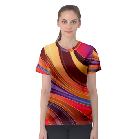 Abstract Colorful Background Wavy Women s Sport Mesh Tee by Semog4