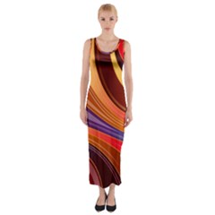 Abstract Colorful Background Wavy Fitted Maxi Dress