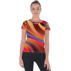 Abstract Colorful Background Wavy Short Sleeve Sports Top  by Semog4