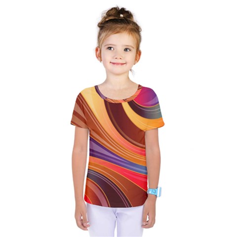 Abstract Colorful Background Wavy Kids  One Piece Tee by Semog4