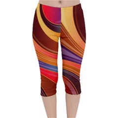 Abstract Colorful Background Wavy Velvet Capri Leggings  by Semog4