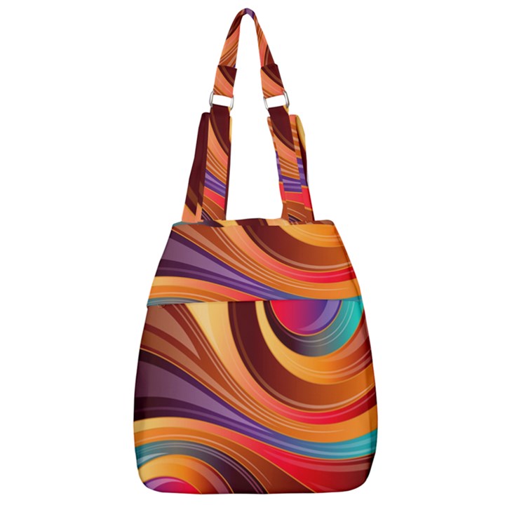 Abstract Colorful Background Wavy Center Zip Backpack