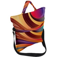 Abstract Colorful Background Wavy Fold Over Handle Tote Bag by Semog4