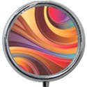 Abstract Colorful Background Wavy Mini Round Pill Box View1