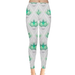 Plant Pattern Green Leaf Flora Leggings  by Semog4