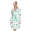 Plant Pattern Green Leaf Flora Long Sleeve Velvet Front Wrap Dress View1