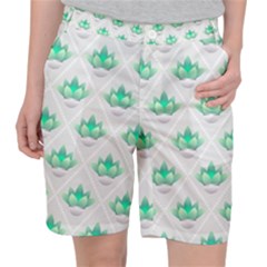 Plant Pattern Green Leaf Flora Women s Pocket Shorts by Semog4