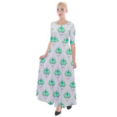 Plant Pattern Green Leaf Flora Half Sleeves Maxi Dress by Semog4