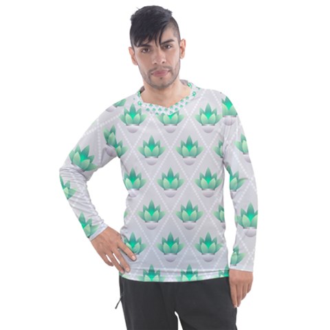 Plant Pattern Green Leaf Flora Men s Pique Long Sleeve Tee by Semog4