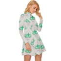 Plant Pattern Green Leaf Flora Long Sleeve Velour Longline Dress View3