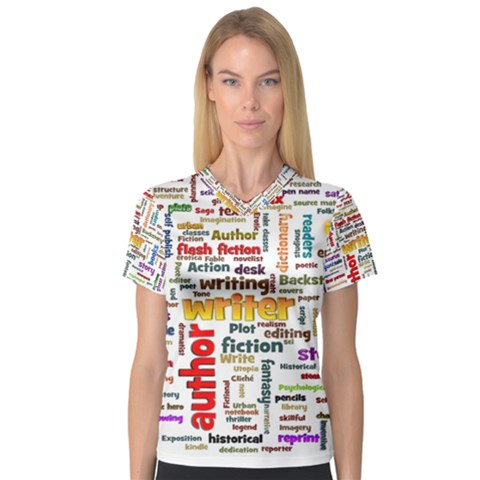 Writing Author Motivation Words V-neck Sport Mesh Tee by Semog4