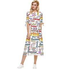 Writing Author Motivation Words Bow Sleeve Chiffon Midi Dress by Semog4