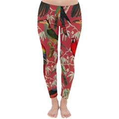 Vintage Tropical Birds Pattern In Pink Classic Winter Leggings