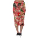 Vintage Tropical Birds Pattern in Pink Midi Pencil Skirt View2