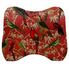 Vintage Tropical Birds Pattern In Pink Velour Head Support Cushion by CCBoutique