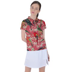 Vintage Tropical Birds Pattern In Pink Women s Polo Tee