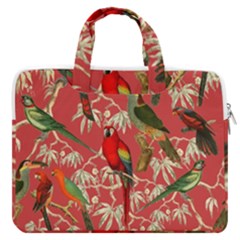 Vintage Tropical Birds Pattern In Pink Macbook Pro 16  Double Pocket Laptop Bag  by CCBoutique