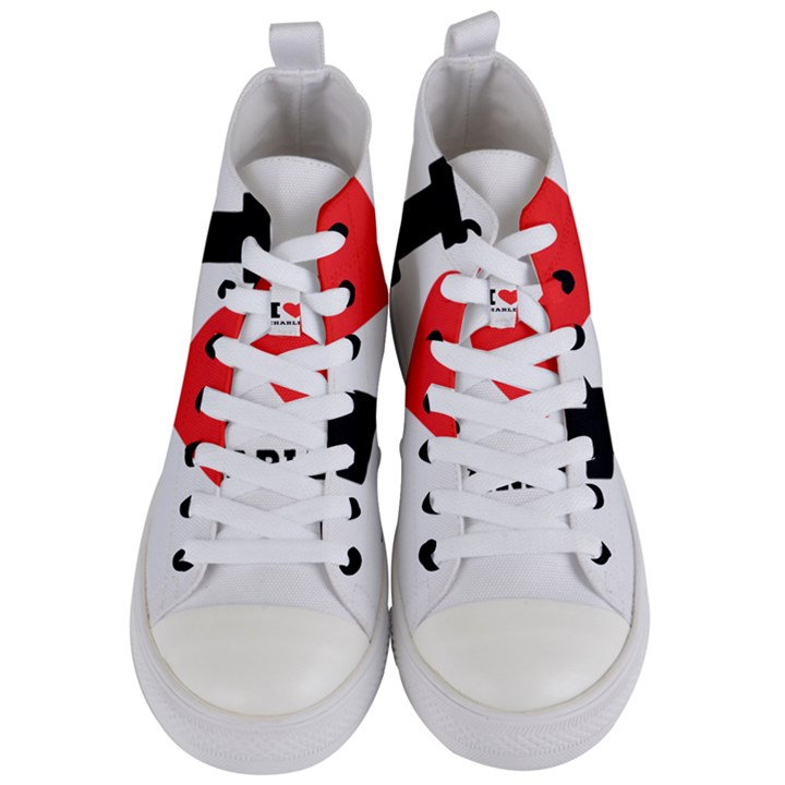 I love Charles  Women s Mid-Top Canvas Sneakers