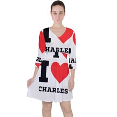 I Love Charles  Quarter Sleeve Ruffle Waist Dress by ilovewhateva