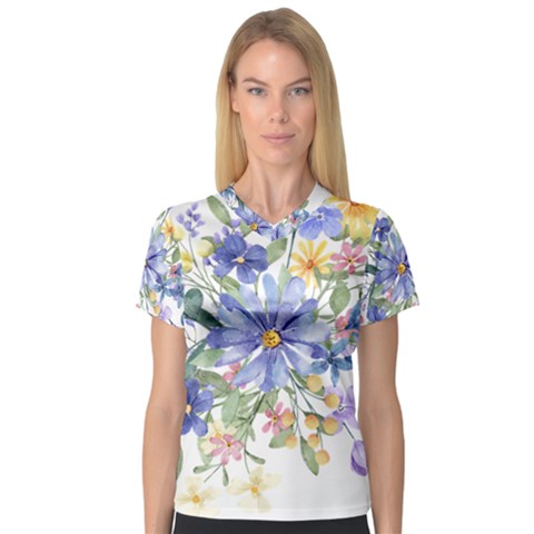 Flower V-neck Sport Mesh Tee by zappwaits