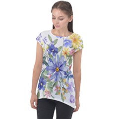 Flower Cap Sleeve High Low Top by zappwaits