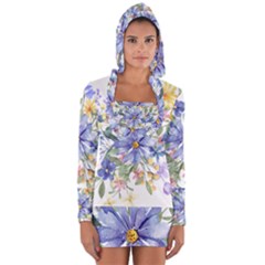 Flower Long Sleeve Hooded T-shirt by zappwaits