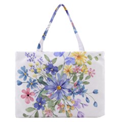 Flower Zipper Medium Tote Bag by zappwaits