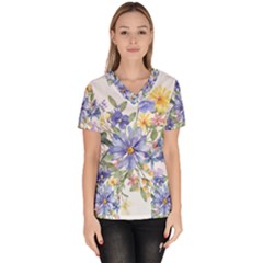 Flower Women s V-neck Scrub Top