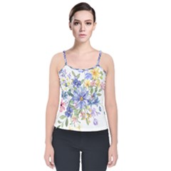 Flower Velvet Spaghetti Strap Top by zappwaits