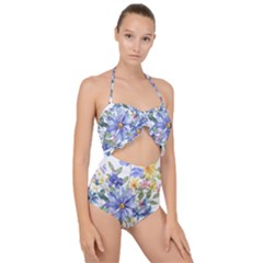 Flower Scallop Top Cut Out Swimsuit by zappwaits