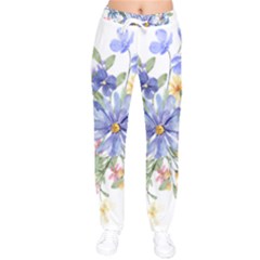 Flower Women Velvet Drawstring Pants